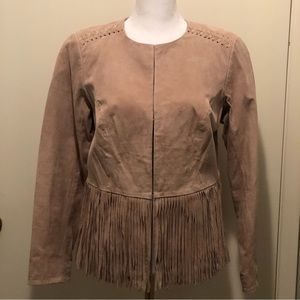 LEATHER Fringe Jacket C Wonder Size 2 Tan